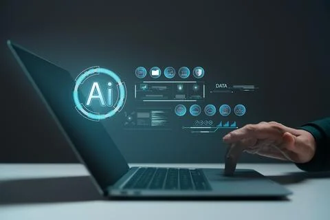 Humans use AI Artificial intelligence automation in their daily lives to he.. Stock Photos