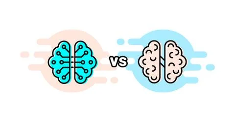 Humans vs Robots. AI artificial intelligence and human intelligence Stock Illustration