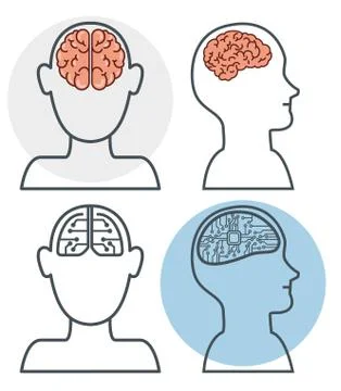 Humans vs robots artificial intelligence Stock Illustration