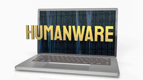 The humanware  word and gold chesson on notebook in white background for busi Stock-Fotos