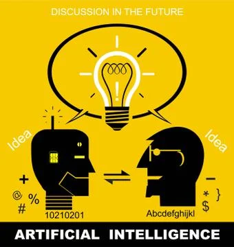 Humaoid, communication, artificial intelligence, artificial intelligence, syn Stockillustratie