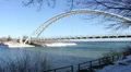 Humber Bay Arch Bridge Toronto 2 Pan HD Footage