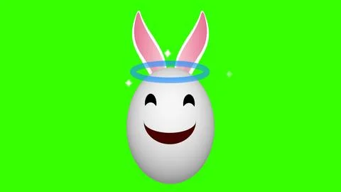 Humble facial expression cute easter egg with bunny ears on green screen Stockillustratie