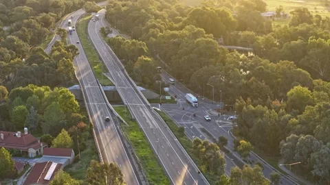 Hume Freeway Aerial Hyperlapse Sunset Stock Footage 331855104