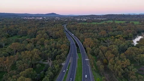 Hume Freeway Wodonga Aerial Hyperlapse Stock Footage 331855070
