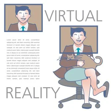 Humerous flat illustration about working at home Stock Illustration
