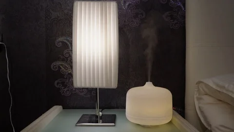 Humidifier and a lamp 库存影片 120091342