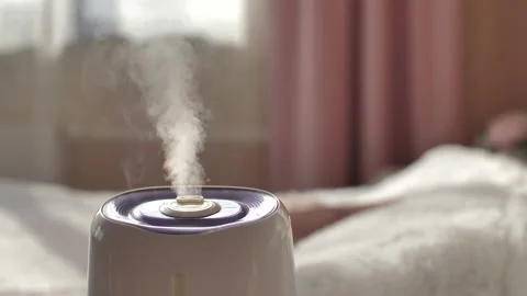 Humidifier working at the bedroom Video stock 150900422