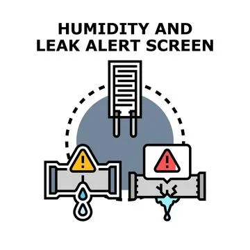 Humidity and leak alert system technology detecting water damage Stock Illustration