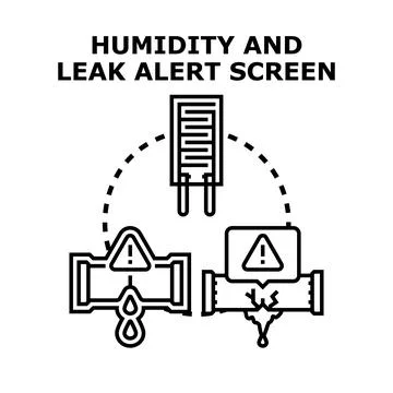 Humidity and leak alert system technology detecting water damage Stock Illustration