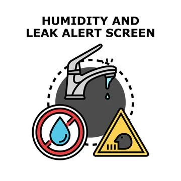 Humidity and leak alert system preventing water damage Stock Illustration