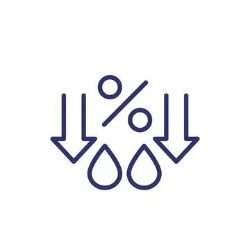 Humidity decrease icon, water drop and percent Stockillustratie