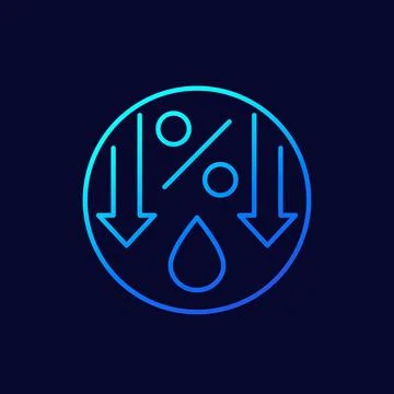 Humidity decrease line icon with water drop Stock Illustration