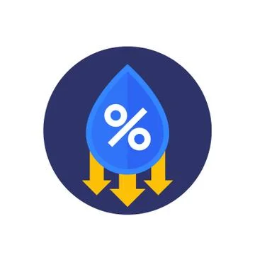 Humidity decrease vector icon, water drop and percent Stockillustratie
