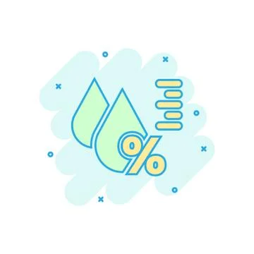 Humidity icon in comic style. Climate vector cartoon illustration on white is Illustrazione stock