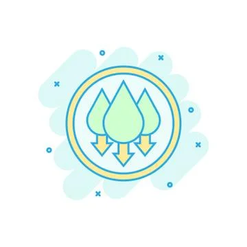 Humidity icon in comic style. Climate vector cartoon illustration on white is Illustrazione stock