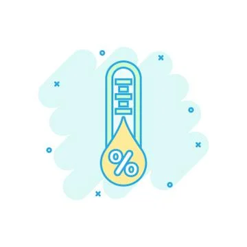 Humidity icon in comic style. Climate vector cartoon illustration on white is Illustrazione stock