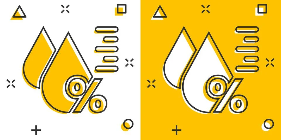 Humidity icon in comic style. Climate vector cartoon illustration on white is Illustrazione stock