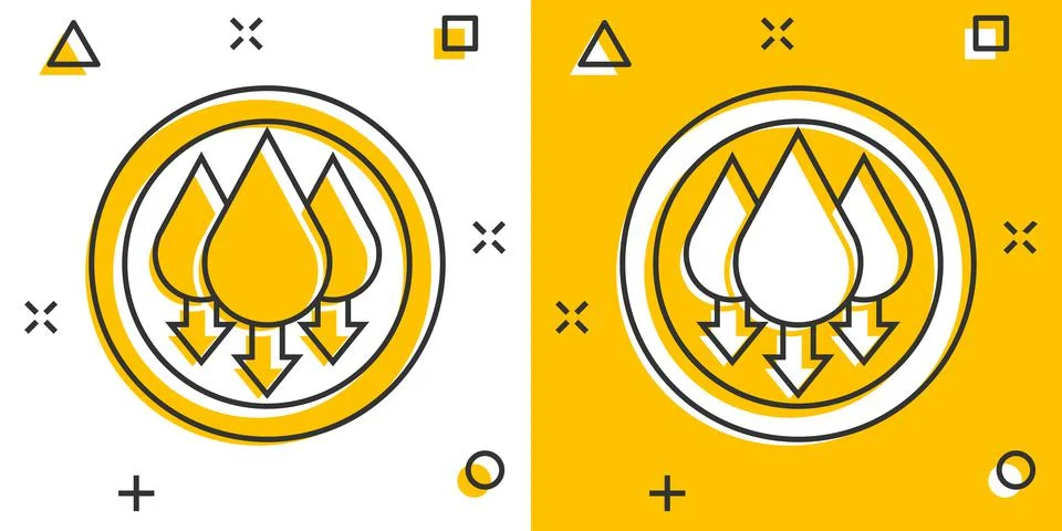 Humidity icon in comic style. Climate vector cartoon illustration on white is Illustrazione stock