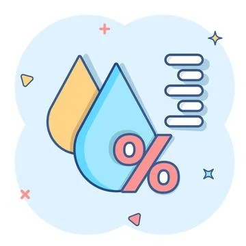 Humidity icon in comic style. Climate vector cartoon illustration on white is Illustrazione stock