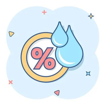 Humidity icon in comic style. Climate vector cartoon illustration on white is Illustrazione stock