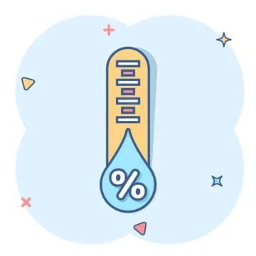 Humidity icon in comic style. Climate vector cartoon illustration on white is Illustrazione stock