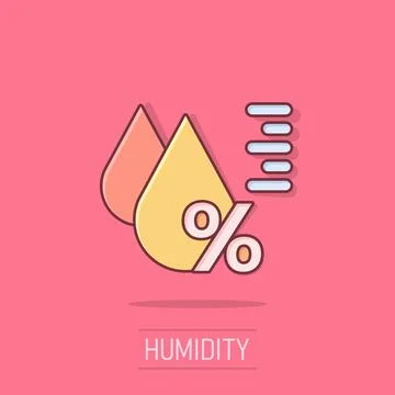 Humidity icon in comic style. Climate vector cartoon illustration on white .. Illustrazione stock