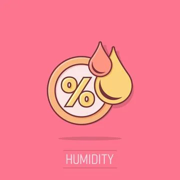 Humidity icon in comic style. Climate vector cartoon illustration on white .. Illustrazione stock