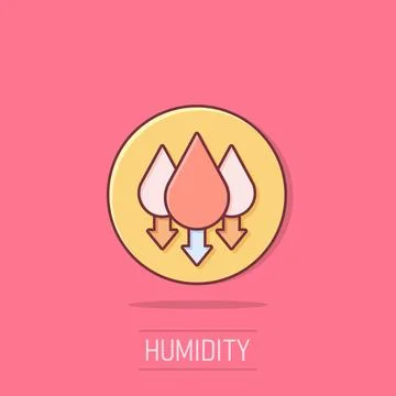 Humidity icon in comic style. Climate vector cartoon illustration on white .. Illustrazione stock