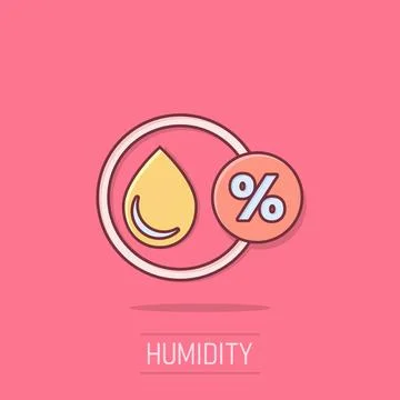 Humidity icon in comic style. Climate vector cartoon illustration on white .. Illustrazione stock
