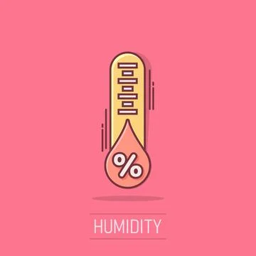 Humidity icon in comic style. Climate vector cartoon illustration on white .. Illustrazione stock