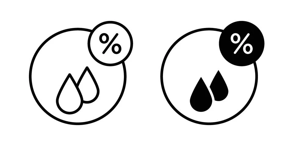 Humidity icon silhouette vector set. thin line pack Stock Illustration