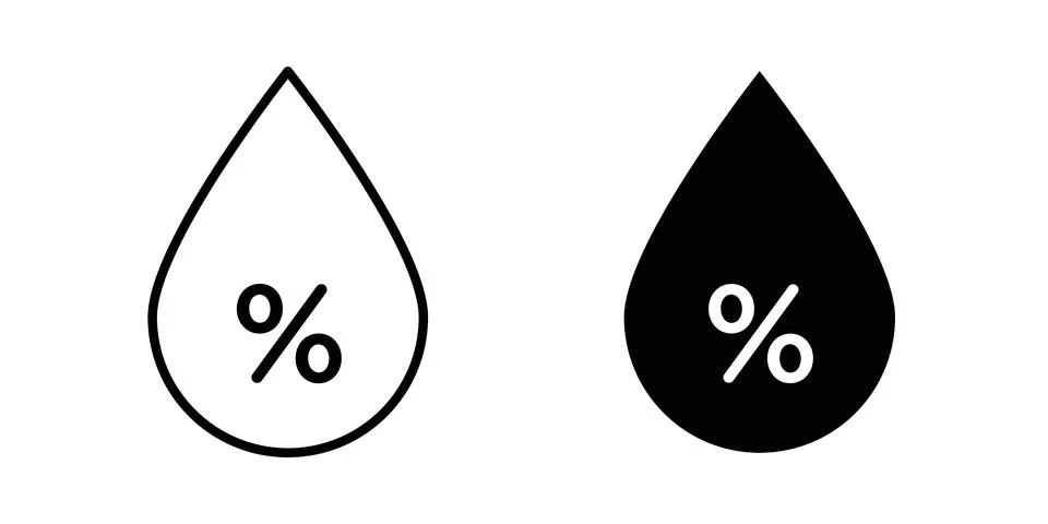 Humidity icon solid, line, and editable vector set. Stock Illustration