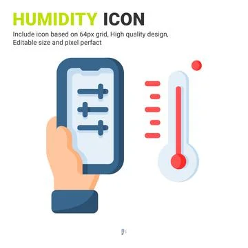 Humidity icon vector with flat color style isolated on white background 스톡 일러스트