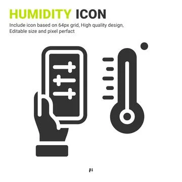Humidity icon vector with glyph style isolated on white background 스톡 일러스트