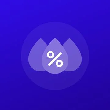 Humidity level icon with water drops, transparent design Stock Illustration