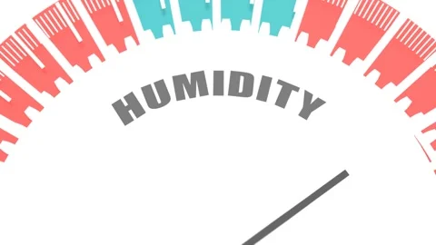 Humidity level on measure scale. Hygrometer mechanic round scale with arrow Stock Footage 245559711