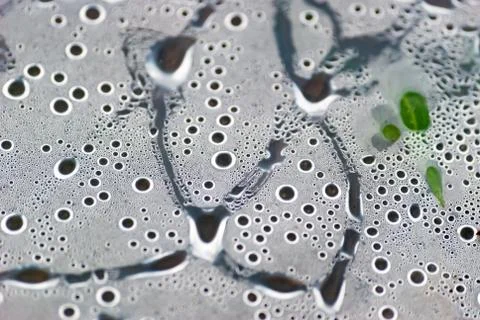Humidity macro from under the plastic material. Stock Photos