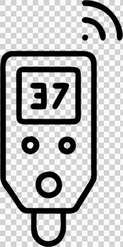 Humidity meter with digital display in outline icon style. Stock Illustration