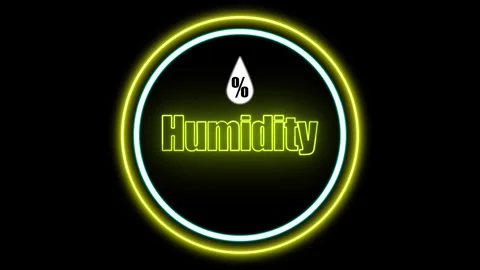 'Humidity' Text Animation with Neon Glow &amp; Glowing Circles. Stock Footage 282577007