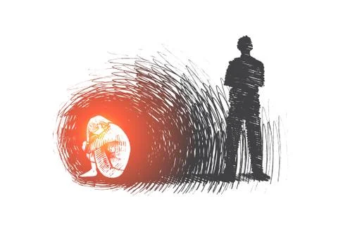 Humilitation concept. Hand drawn isolated vector. Stock Illustration