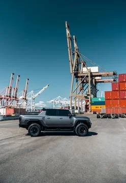 Hummer EV in black Stock Photos
