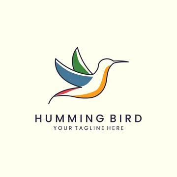 Humming bird with linear style logo vector icon design template illustration Stock Illustration