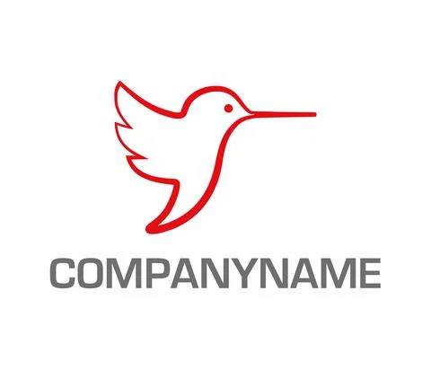 Humming-bird outlined in red. Ready logo Stock Illustration