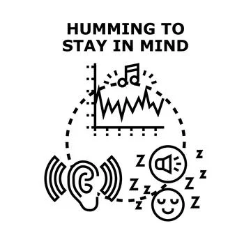 Humming sound staying in mind memory concept Stock Illustration