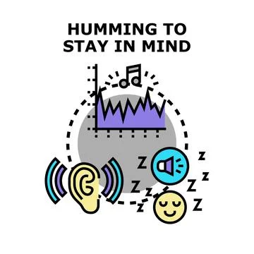 Humming sound staying in mind memory concept Stock Illustration