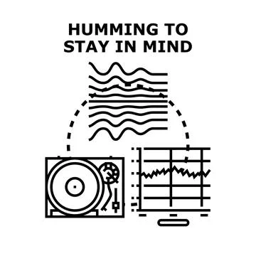 Humming tune staying in mind concept illustration Stock Illustration