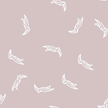 Hummingbird bird line vector seamless pattern Illustrazione stock