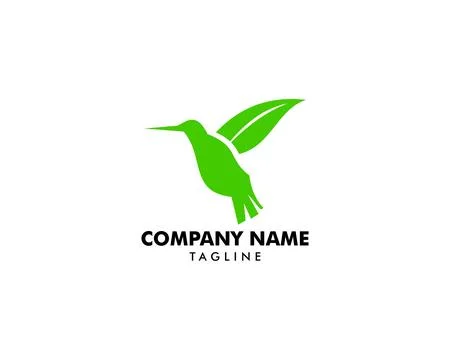 Hummingbird green leaf logo icon designs vector illustration Stock Illustration