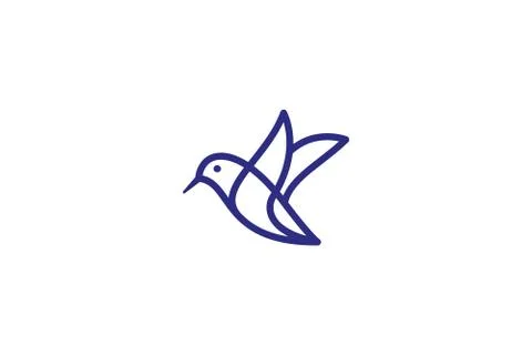 Hummingbird logo design . simple line hummingbird design. vector illustration Stock Illustration